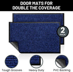 Front Door Mat, Indoor Outdoor Welcome Entryway Entrance Doormat 36x24 Blue | - Image 2
