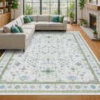 Blue and Green Living Room Rug 8x10 by HazoHaus