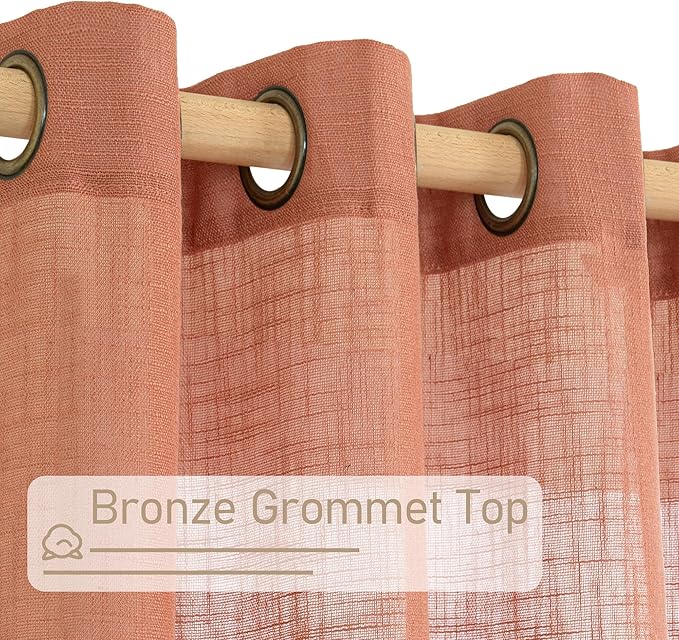 Small Window Linen Curtains 36 inches Long, Light Filtering Linen Textured - Image 4