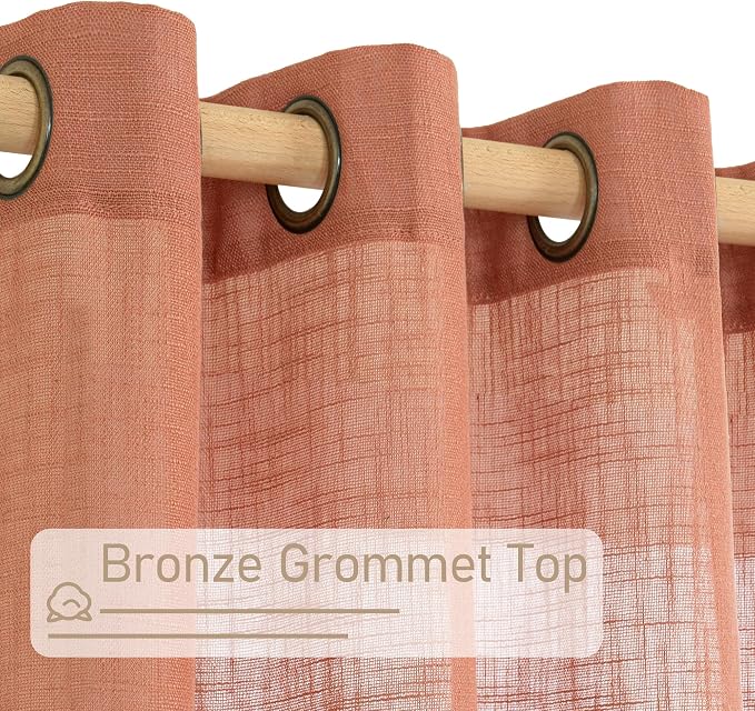 Terracotta Linen Curtains 84 Inch Length 2 Panels - Image 4