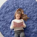 OLANLY Denim Blue Round Rugs for Bedroom by OLANLY
