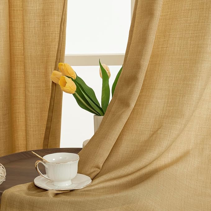 Semi Sheer Linen Curtains 90 Inch - Image 2