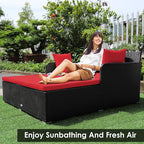Tangkula Outdoor Rattan Daybed, Sunbed Wicker Furniture w/Spacious Seat - Image 2