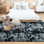 3x5 Tie-Dyed Black and Grey Fluffy Area Rug Non-Slip - Image 3