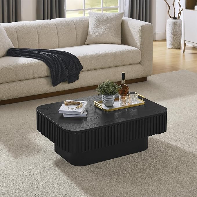 Lift Top Coffee Table for Living Room, Rectangle Handmade Solid Wood Strips - Image 9