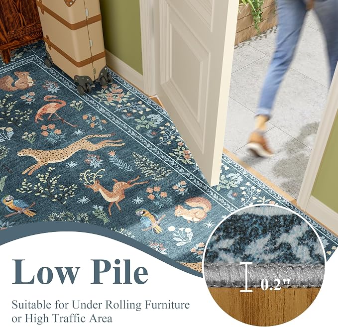DUKINO 2x4 Rug for Entryway, Animal Washable Runner Rug for Kitchen, Low Pile - Image 8