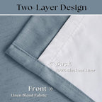 Dusty Blue Linen Black Out 120 Inch Curtains - Image 4