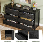 GarveeHome 6 Drawer Dresser for Bedroom, Wide Wood Chest of Drawers Handle Free - Image 8