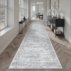 Soalmost Runner Rug 2x10 Washable Non-Slip Hallway Kitchen Runners Grey | Stain - Image 3