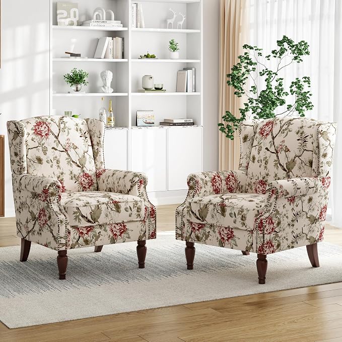 Pia Ricco High Back Floral Accent Chair - Image 8