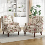 Pia Ricco Set of 2 Floral Accent Chairs, High Back Upholstered Armchairs by PiaRicco