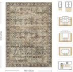 5x7 Area Rugs - Washable Vintage Retro Living Room Rug, Soft Ultra Thin Non - Image 2