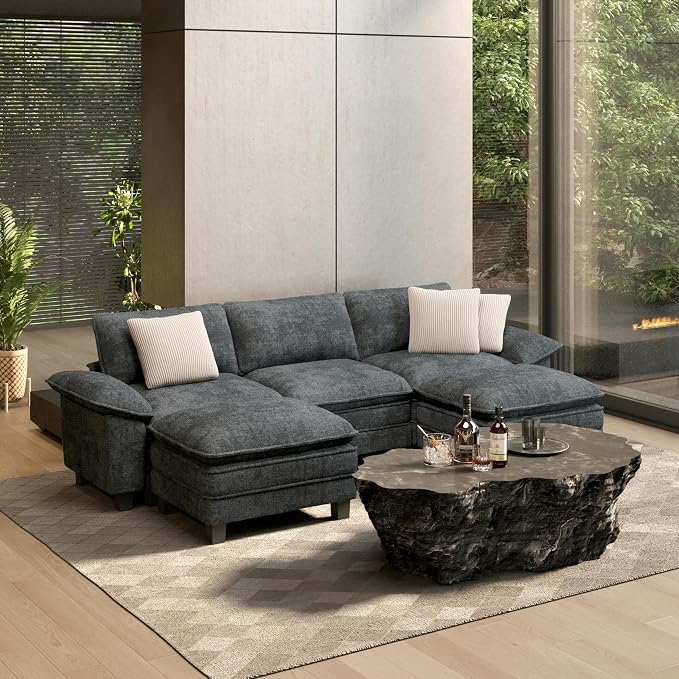 HERA'S HOUSE 124" Modular Sectional Sofa, Oversized U Shaped Couches by HERASHOUSE