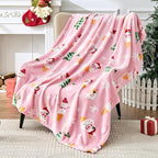 Edenleaf Christmas Blanket Soft Cozy Pink Throws - Image 6