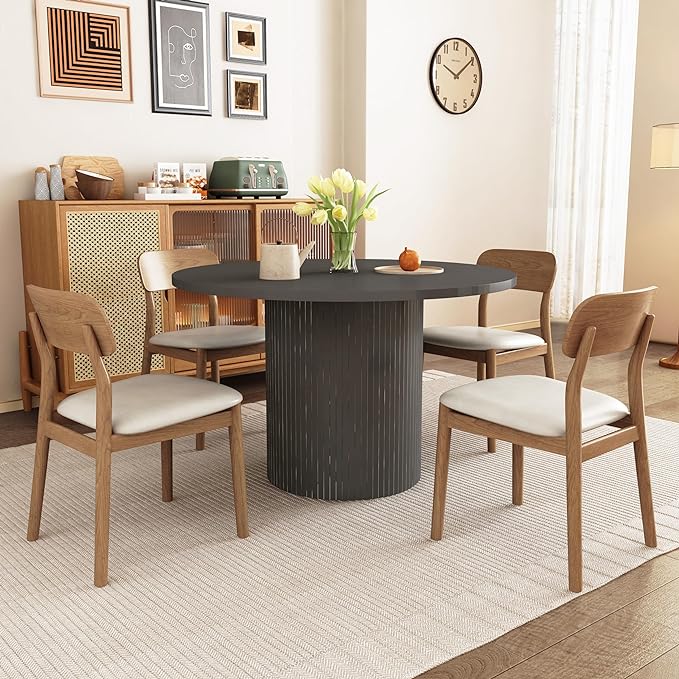 weselon Round Dining Table for 4, Modern Farmhouse Kitchen Table, 47 Inch Small - Image 4
