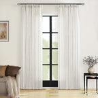 Neutral Pinch Pleated 86 Inch Curtains Semi Sheer Linen Blended, Natural | by Twodrapes