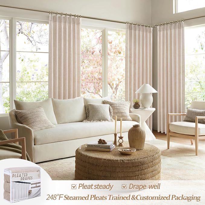 PleatedDrapes Custom Curtains for Living Room 2 Pages, Linen Curtains 102 - Image 5