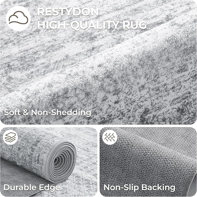 2'6 x 10' Runner Rug Non Slip, Washable Kitchen Rugs, Living Room, Long Rug - Image 7