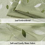 MIULEE Sage Green Sheer 30x36 Inches 2 Panels Embroidered Leaf Patterned | - Image 4