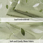MIULEE Sage Green Sheer Curtains 2 Panels Leaf Patterned, W52 x L54 | - Image 4