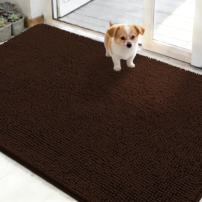 OLANLY Dog Door Mat for Muddy Paws 48x30, Super Absorbent Chenille Mud Mat | by OLANLY