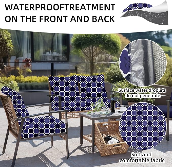 8Pcs Outdoor Cushion Covers, Elastic Patio Cushion Covers | Washable, - Image 4