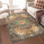 Yamaziot Washable Area Rug, 4x6 Non-Slip Boho Living Room Bedroom Rug | Stain by Yamaziot