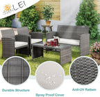 SUNLEI Patio Furniture Set 4 Piece Outdoor Furniture Set, PE Rattan Wicker - Image 6
