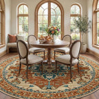 RELEANY Washable Area Rug, Round 10ft, Water Repellent, Pet Friendly, Vintage - Image 3
