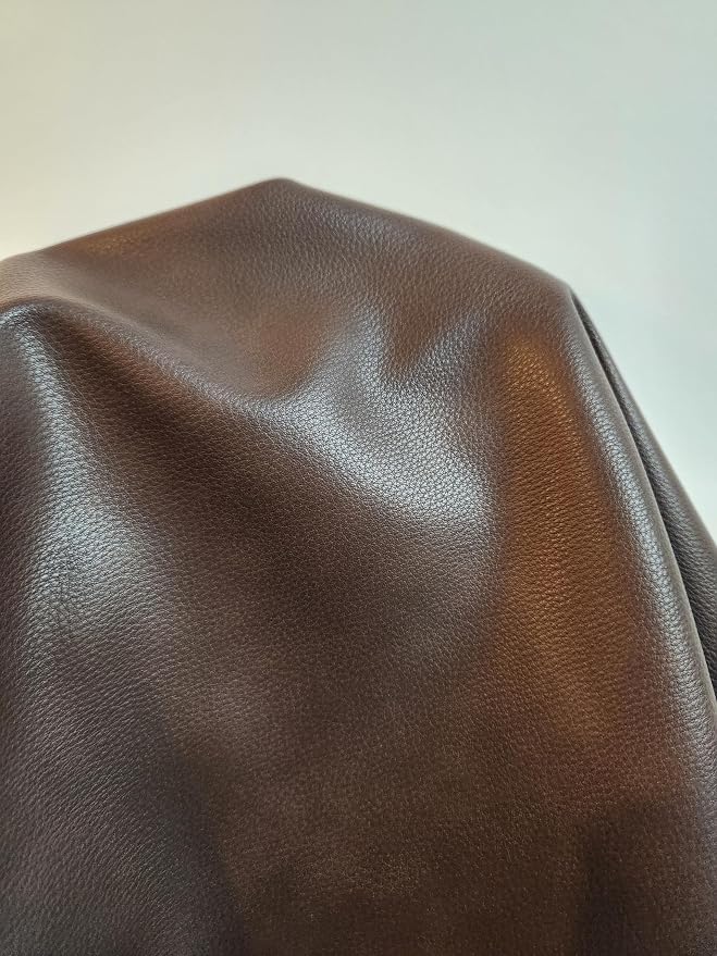NAT Leathers | Cacao Brown Pebblegrain Soft Faux Vegan Leather PU | 4 Yards Cut - Image 2