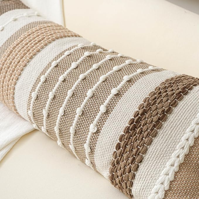 Brown Decorative Lumbar Pillow Cover 14x36 Boho Long Body Pillow - Image 3