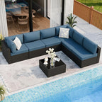 7 Pieces Outdoor Patio Sectional Sofa Couch, Wicker Furniture Patio - Image 2