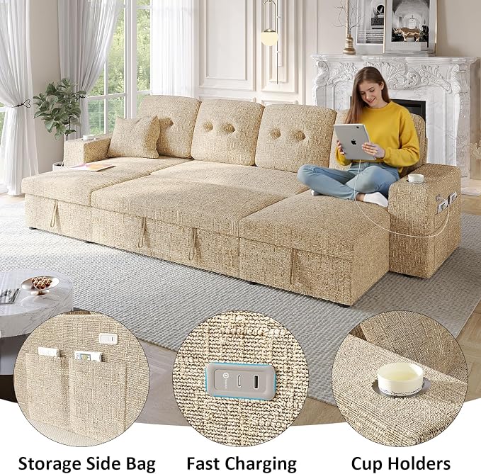 Modular Sectional Sleeper Sofa Bed, Couches - Image 5