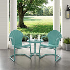 Crosley Furniture Tulip 3-Piece Outdoor Chair and Side Table Set, Retro Metal - Image 4