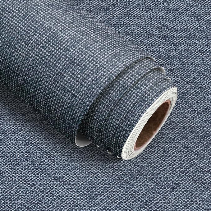 Grasscloth Peel and Stick Wallpaper Denim Blue Contact Paper 15.7inch x by lenify