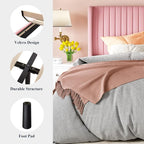 Allewie King Size Velvet Bed Frame/Vertical Channel Tufted Wingback - Image 8