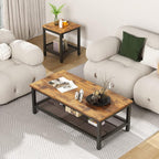 furlinkhm Coffee Table Set of 3, Industrial Coffee Table - Image 5