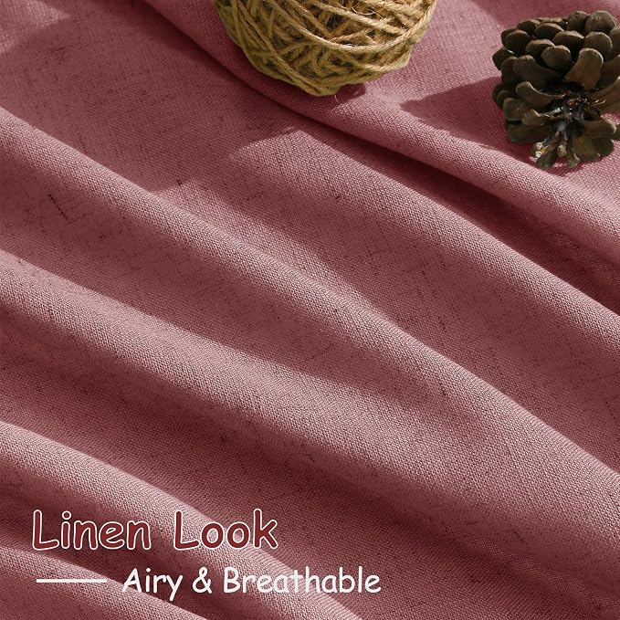 Canyon Rose Linen Curtains 102 Inches Long Rod Pocket Back Tab Drapes 2 Panels - Image 5