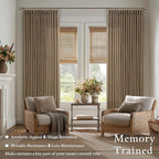 Pleated Linen 120 Inches Light Filtering Dark Brown Ceiling Curtains 50W | - Image 4