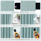 Light Blue 100% Blackout Linen Curtains 108 Inch Length 2 Panels Set - Image 5