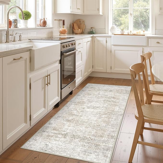 3x6 Runner Rug Non Slip, Washable Hallway Runner Rug, Taupe | Neutral Rugs - Image 4