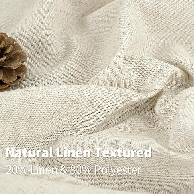 YoungsTex Beige Linen Curtains 45 Inch Length - Image 3