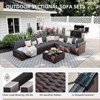 UPHA 7 Pieces Patio Furniture Sets, Wicker Outdoor Sectional Sofa Couch - Image 3