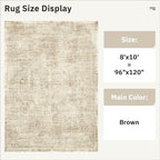 Soalmost Washable Area Rug 8x10 Large Soft Living Room Rugs Light Brown | - Image 4