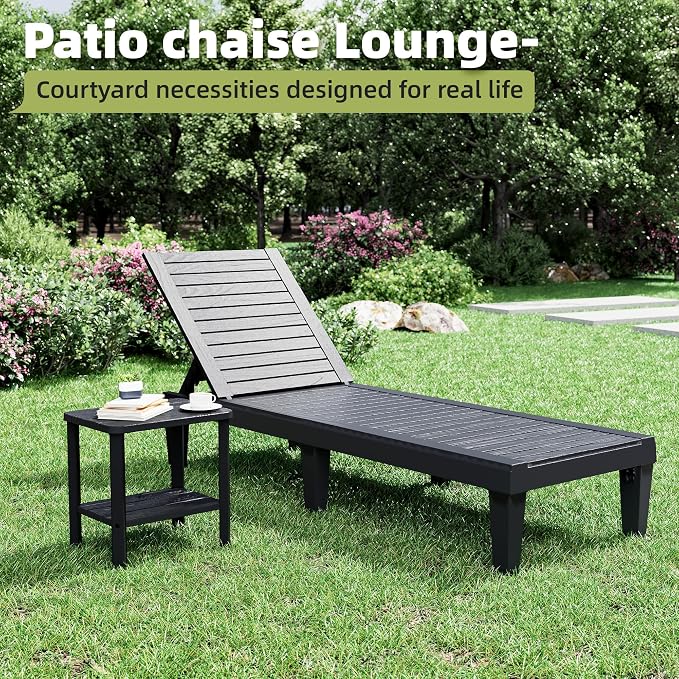 Outdoor Lounge Chairs Set of 2, 5-Position Adjustable Tanning Chairs - Image 6