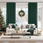 Dark Green 100% Blackout Curtains 96 Inch Length 2 Panels Set - Image 9