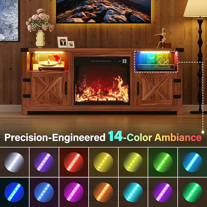 YESHOMY LED Fireplace TV Stand - Image 4
