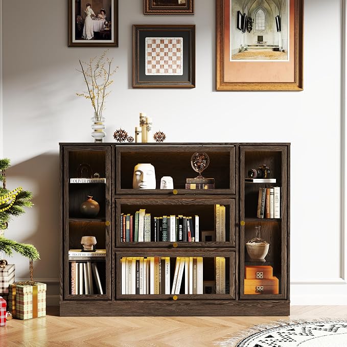 Display Cabinet with Acrylic Glass Doors, Extra Wide Curio Cabinet with LED - Image 3
