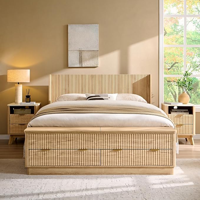 T4TREAM Fluted Queen Size Bed Frame - Image 3