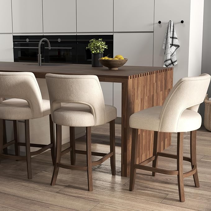 VKNOW Bar Stools Set of 2, Upholstered Counter Height Bar Stools, Modern - Image 4